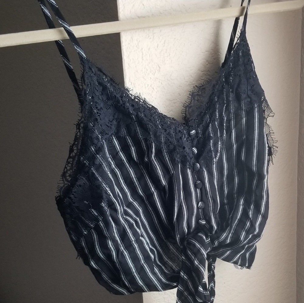 Lydelle Striped Lace Crop Top